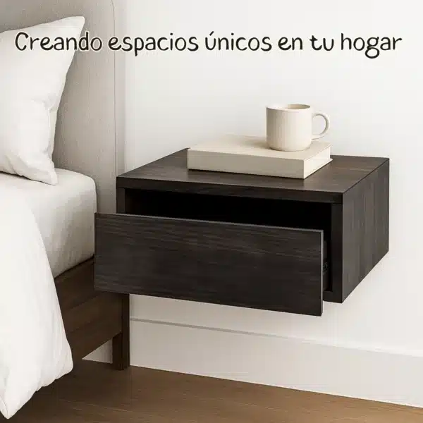 Mesilla de noche flotante de madera maciza - Imagen 11