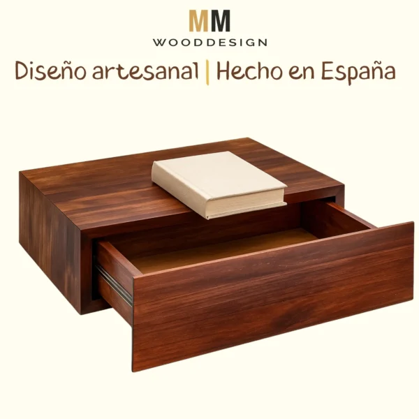 Mesilla de noche flotante de madera maciza - Imagen 5